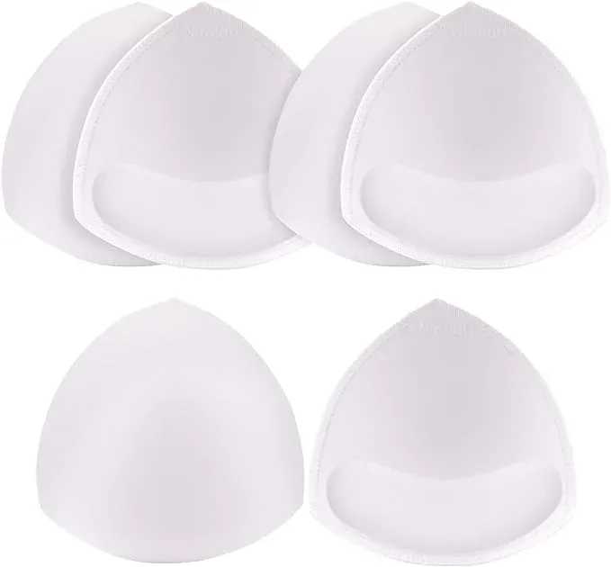 Nimiah Bra Pads Insert 3 Pairs Sewn Edge Bra Inserts AB, CD, DE Cups | Swimsuit Replacement Pad Beige Black White Optional - White