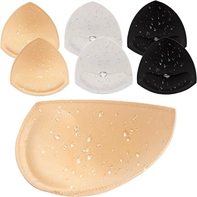 Nimiah Waterproof Swimsuit Bra Inserts Pads Removable Bathing Suit Insert 3 Pairs Bikini Push up Inserts - Beige-black-white