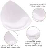 Nimiah Bra Pads Insert 3 Pairs Sewn Edge Bra Inserts AB, CD, DE Cups | Swimsuit Replacement Pad Beige Black White Optional - White