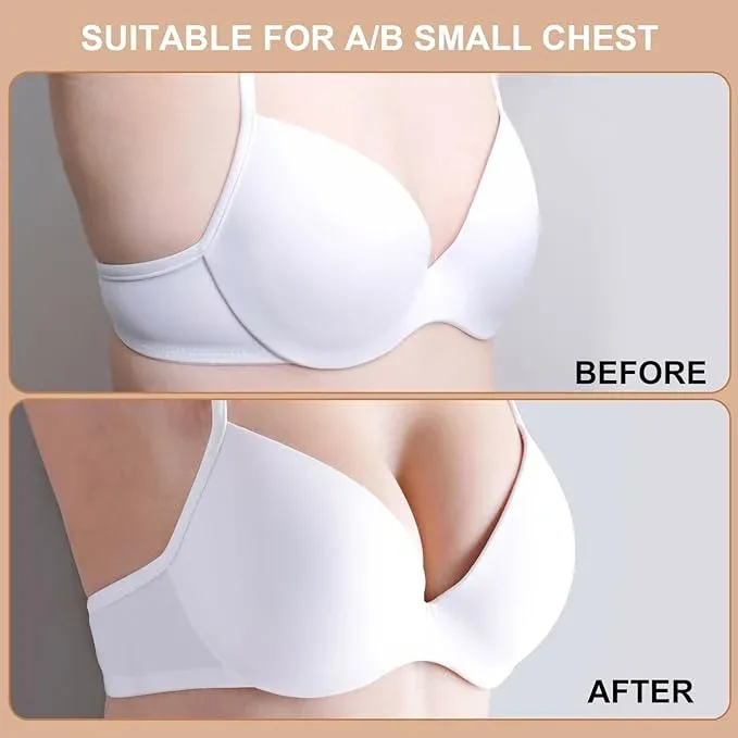 Nimiah Double-Sided Sticky Bra Inserts - Self Adhesive Boob Pads for Small Chest Women | Waterproof Silicone Push up Pad - 1 Pair Beige