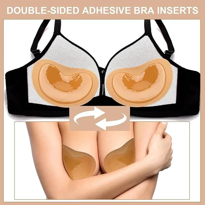 Nimiah Double-Sided Sticky Bra Inserts - Self Adhesive Boob Pads for Small Chest Women | Waterproof Silicone Push up Pad