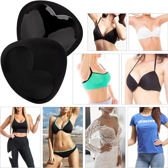 Nimiah Silicone Bra Inserts 3 Pairs Waterproof Push-up Breast Enhancers | Removable Sticky Bra Cups for Bikinis