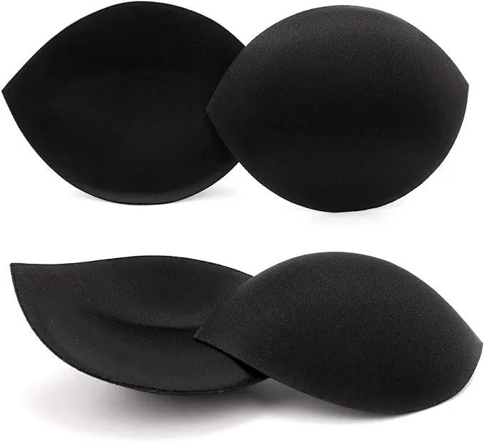 Bra Pads Inserts Breast Enhancers - 2 Pairs Push up Swimsuit Pads Add 1-2 Cups Size Fits AB, C, D Cup | Beige Black Optional - Black