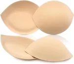 Bra Pads Inserts Breast Enhancers - 2 Pairs Push up Swimsuit Pads Add 1-2 Cups Size Fits AB, C, D Cup | Beige Black Optional - Beige