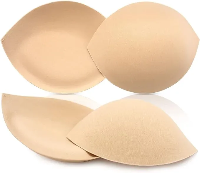 Bra Pads Inserts Breast Enhancers - 2 Pairs Push up Swimsuit Pads Add 1-2 Cups Size Fits AB, C, D Cup | Beige Black Optional - Beige