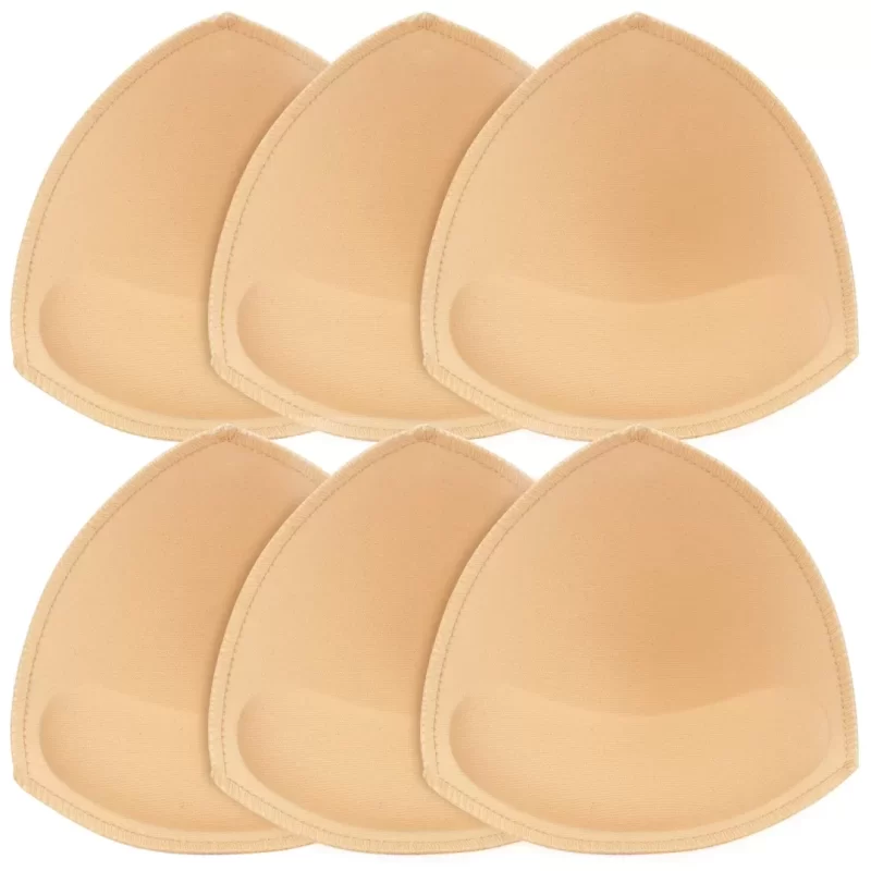 Nimiah Bra Inserts Breast Pads 3 Pairs Sewn Edges bra inserts Fits A/B for Sport Bras Swimsuits Bikini Tops Beige