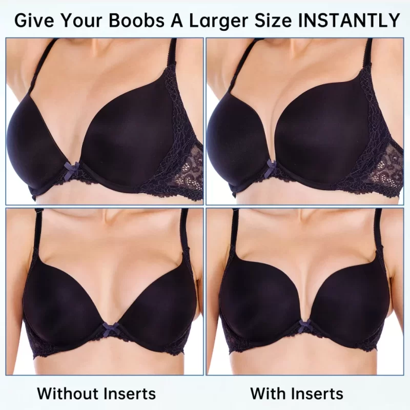 Nimiah Bra Pads Inserts Breast Enhancers, 2 Pairs Push Up Inserts Swimsuit Pads Fits D Cup, Black