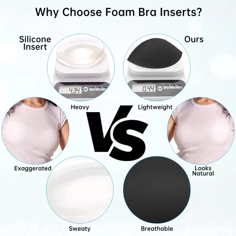 Nimiah Bra Pads Inserts Breast Enhancers, 2 Pairs Push Up Inserts Swimsuit Pads Fits D Cup, Black