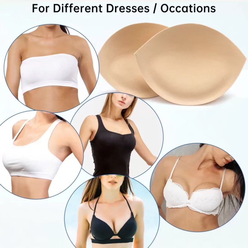 Nimiah Bra Pads Inserts Breast Enhancers, 2 Pairs Push Up Inserts Swimsuit Pads Fits D Cup, Beige