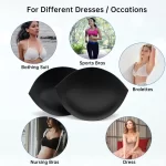 Nimiah Bra Pads Inserts Breast Enhancers, 2 Pairs Push Up Inserts Swimsuit Pads Fits D Cup, Black