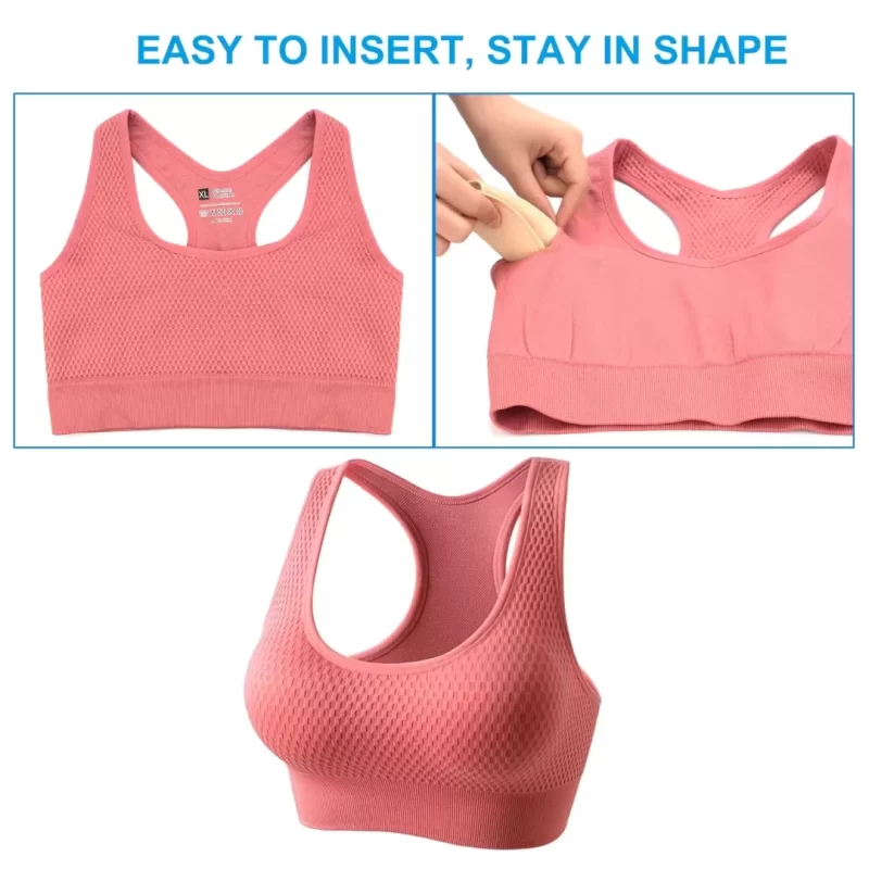 Nimiah Bra Pads Inserts 3 Pairs, Black Sewn Edge Removable Boob Replacement Padding for Swimsuit Sport Fits DE Cups