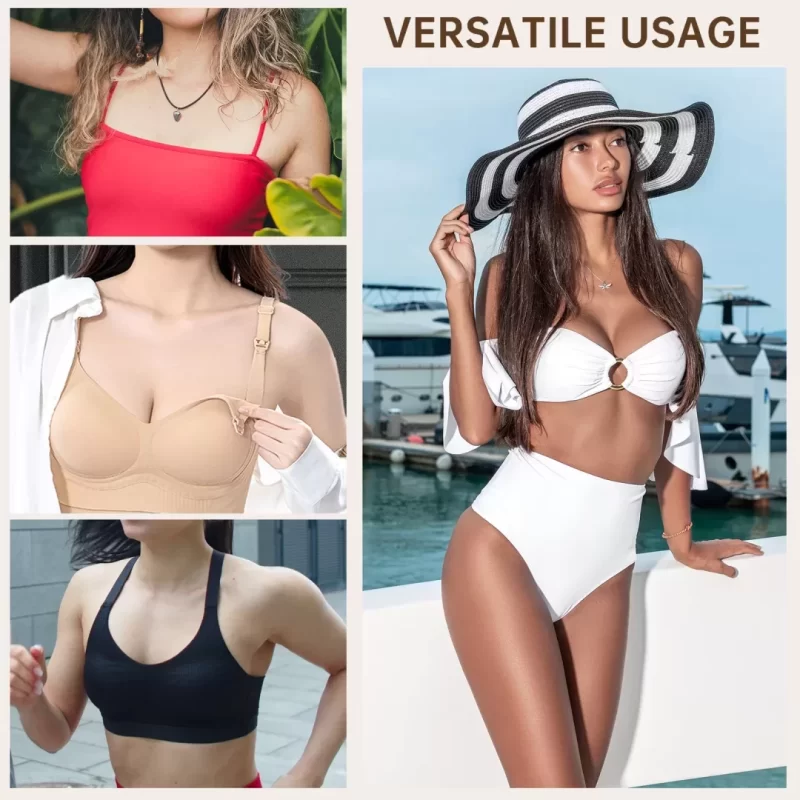 Nimiah Bra Inserts Breast Pads 3 Pairs Sewn Edges bra inserts Fits A/B for Sport Bras Swimsuits Bikini Tops Beige