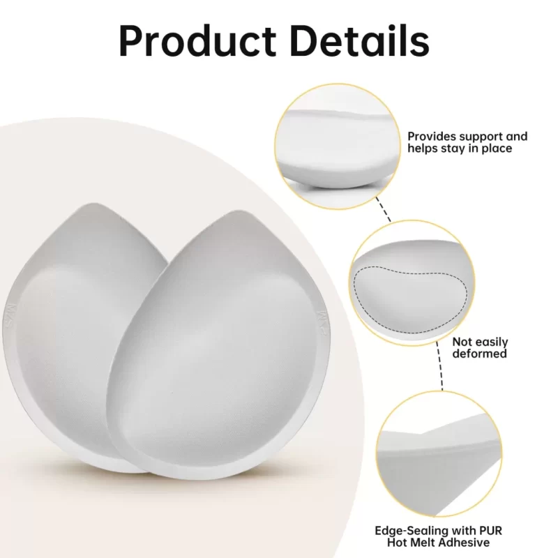 Nimiah Waterproof Swimsuit Bra Pads, Women's Push-up Bra Inserts Enhancer Breast Cups Removable Padding for Dresses, White
