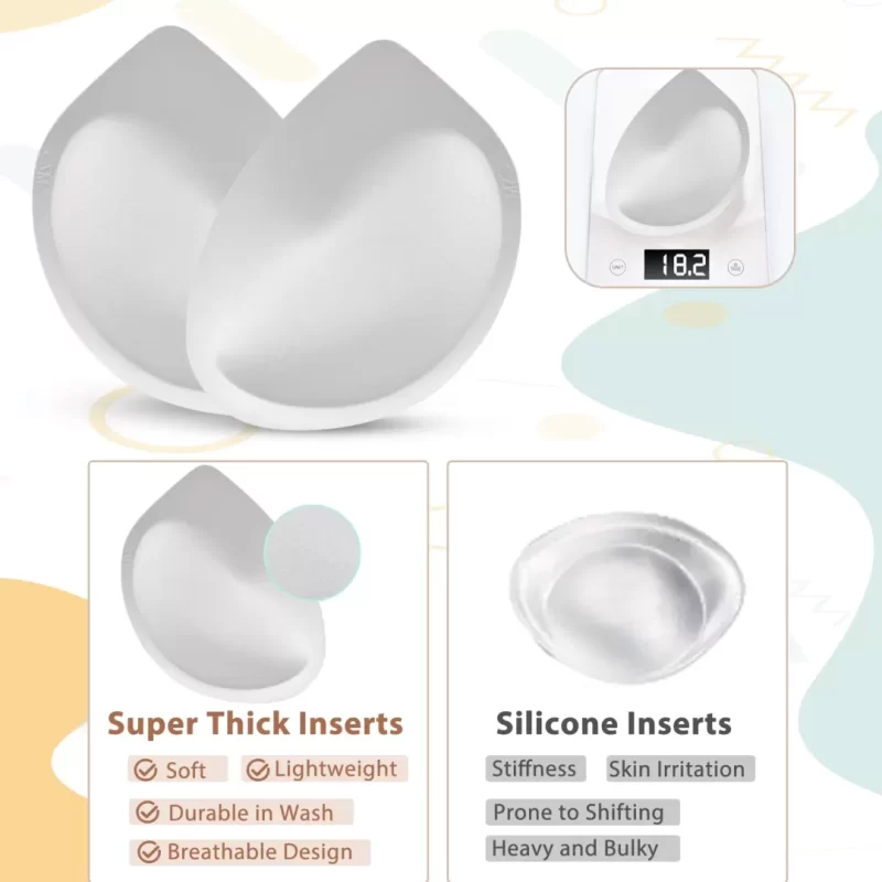 Nimiah Waterproof Swimsuit Bra Pads, Women's Push-up Bra Inserts Enhancer Breast Cups Removable Padding for Dresses, White