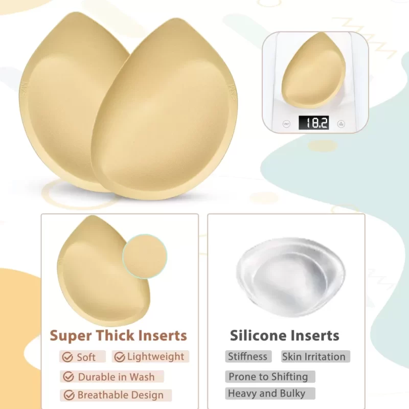 Nimiah Waterproof Swimsuit Bra Pads, Women's Push-up Bra Inserts Enhancer Breast Cups Removable Padding for Dresses