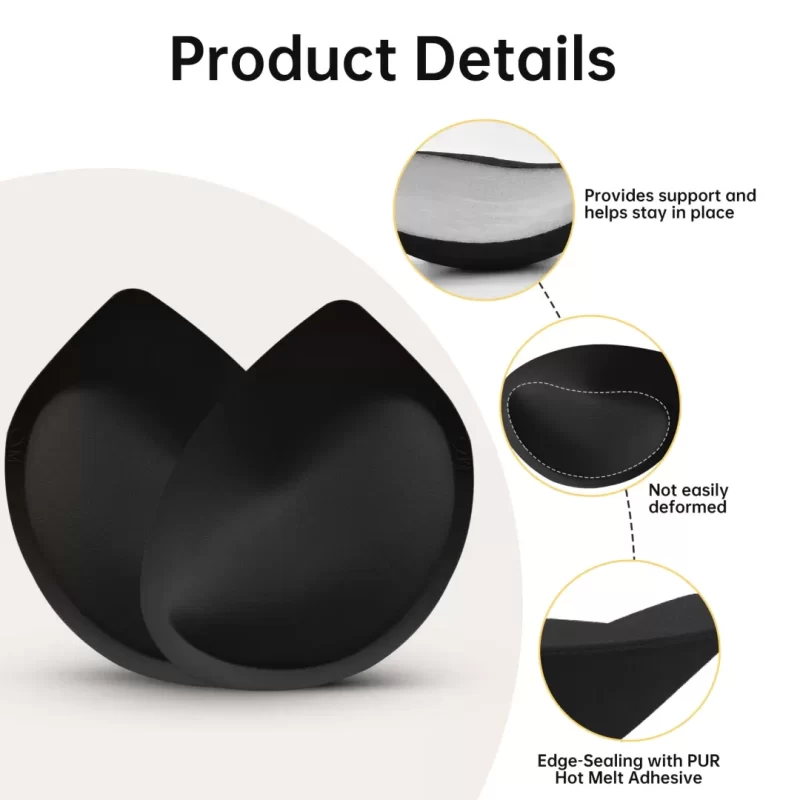 Nimiah Waterproof Swimsuit Bra Pads, Women's Push-up Bra Inserts Enhancer Breast Cups Removable Padding for Dresses, Black