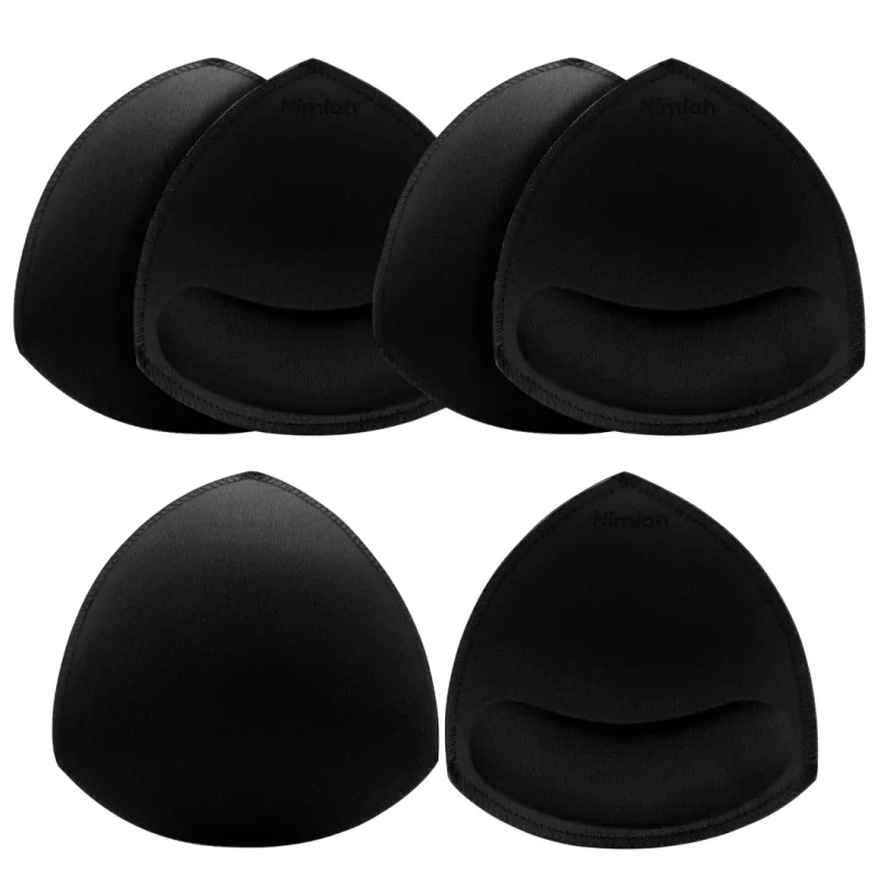 Nimiah Bra Pads Inserts 3 Pairs, Black Sewn Edge Removable Boob Replacement Padding for Swimsuit Sport Fits DE Cups