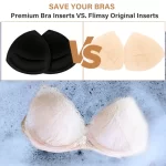Nimiah Bra Pads Inserts 3 Pairs, Black Sewn Edge Removable Boob Replacement Padding for Swimsuit Sport Fits CD Cups