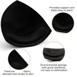 Nimiah Bra Pads Inserts 3 Pairs, Black Sewn Edge Removable Boob Replacement Padding for Swimsuit Sport Fits DE Cups