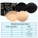 Nimiah Bra Pads Inserts Breast Enhancers, 2 Pairs Push Up Inserts Swimsuit Pads Fits C/D Cup, Beige